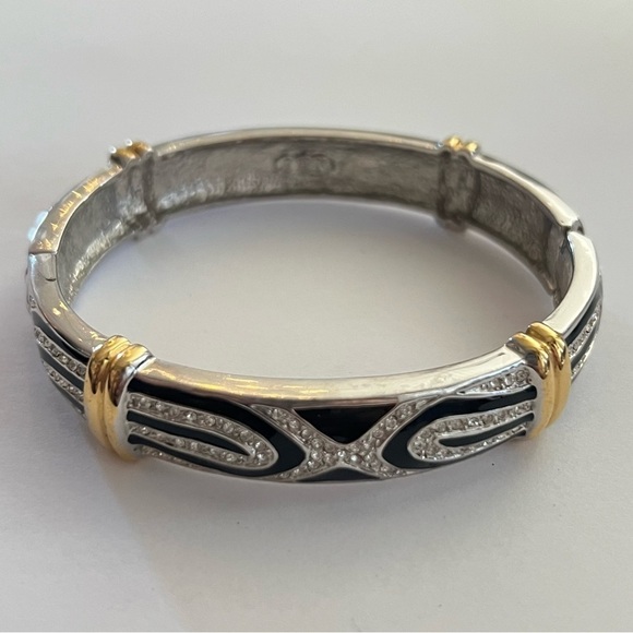 VTG Camrose & Kross Jackie Kennedy Cleopatra Bangle Black Silver Accents - Picture 1 of 5